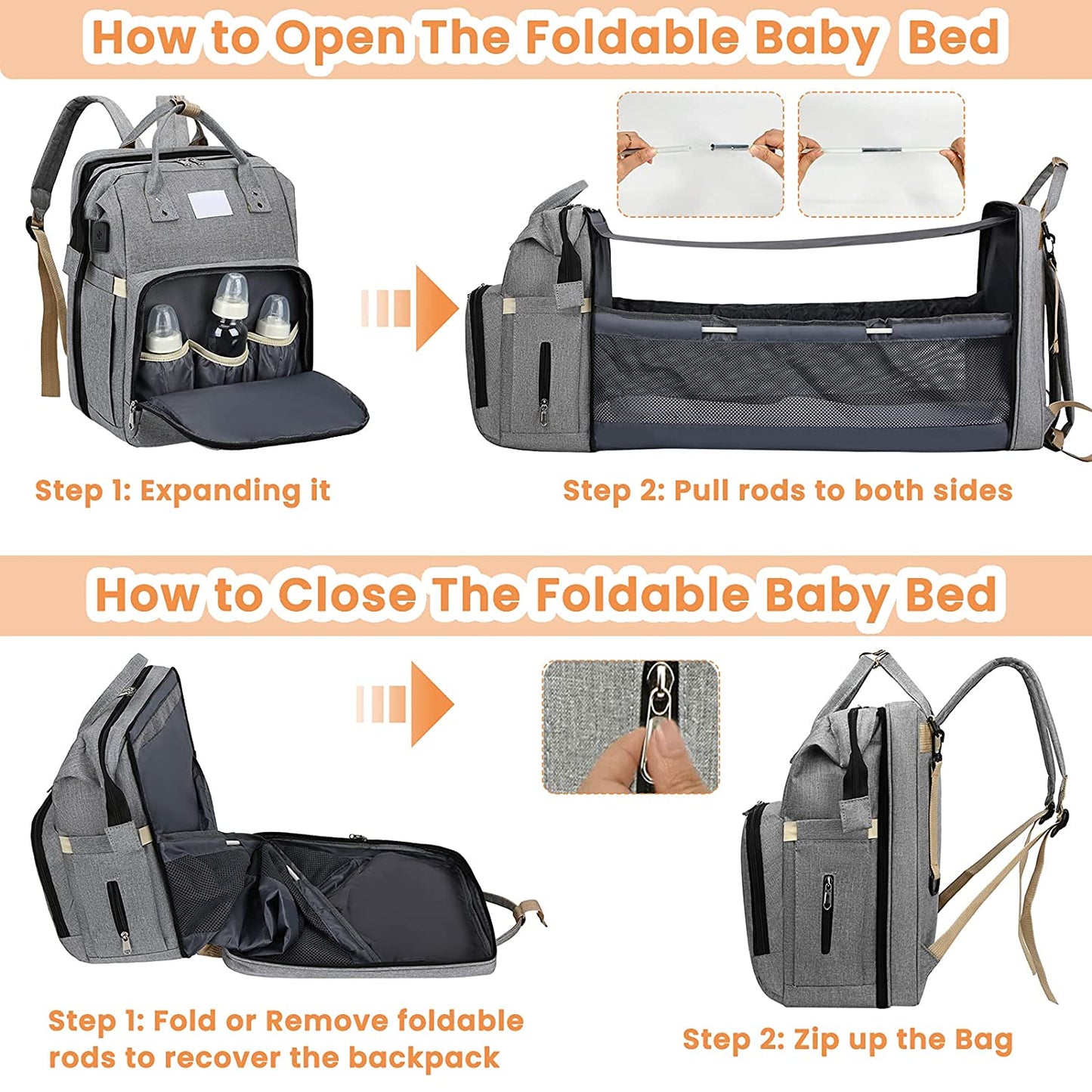 Sac à langer portatif | Berceau de voyage BabyNappy™ - Petits Bouts de Choux